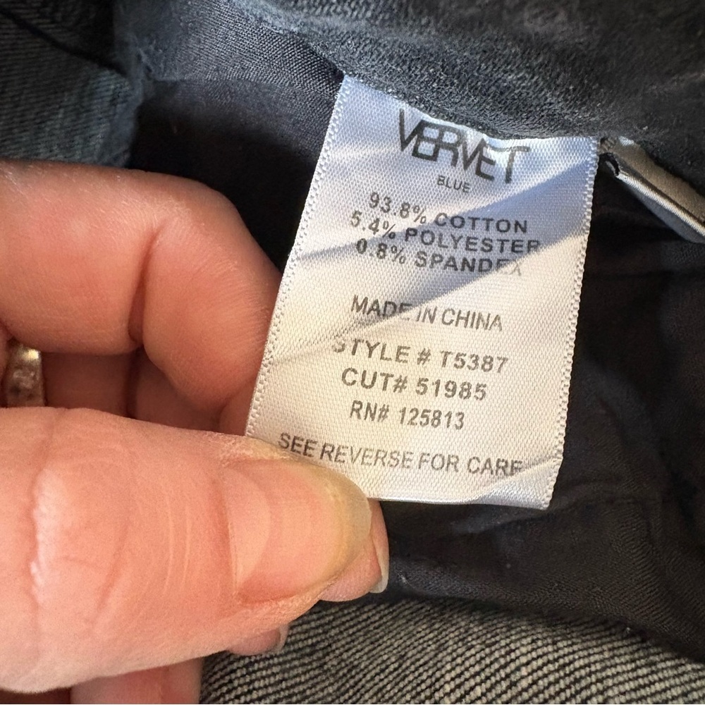 Vervet Jeans 28 Raw Split Flare Hems High Rise Charcoal Wash Distressed Stretch - Picture 5 of 11
